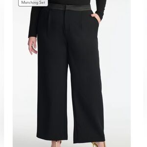 Eloquii x kate spade New York.  Tailored wide leg trouser.